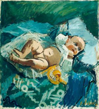 Franz Elsner, Kind in den Kissen, 1931, Öl auf Leinwand, 76 x 84 cm, Belvedere, Wien, Inv.-Nr.  ...