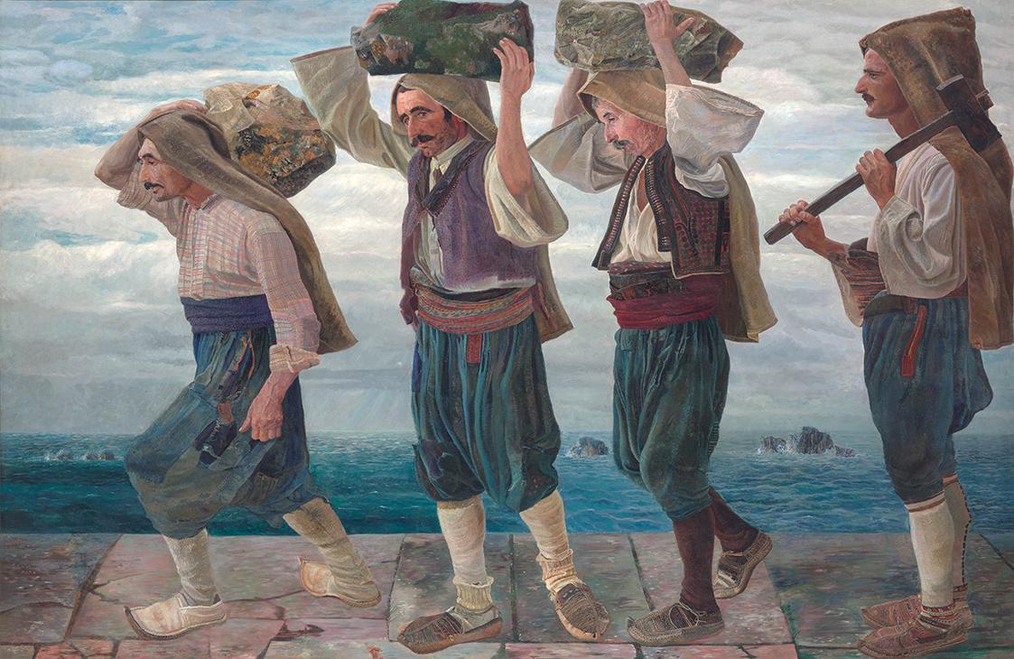 Karl Mediz, Die Steinträger von Ragusa, 1898, Öl auf Leinwand, 171 x 261 cm, Schenkung Kurt Kal ...