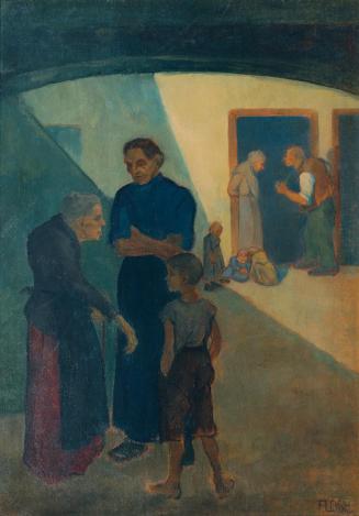 Joseph Floch, Ein Hof in Lichtental, 1915, Öl auf Leinwand, 94,5 x 66,5 cm, Belvedere, Wien, In ...
