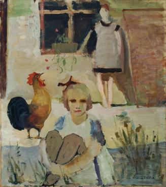 Arnold Clementschitsch, Zwei Mädchen mit Hahn, 1930-1935, Öl auf Leinwand, 77 x 65 cm, Belveder ...