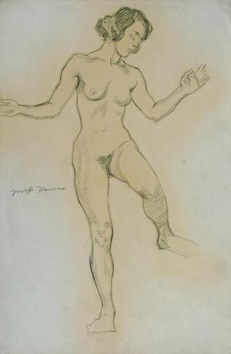 Josef Wawra, Aktstudie in Tanzpose, um 1925, Bleistift auf Papier, 50 x 33 cm, Belvedere, Wien, ...