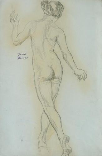 Josef Wawra, Rückenakt, um 1925, Bleistift auf Papier, 50 x 33 cm, Belvedere, Wien, Inv.-Nr. 85 ...
