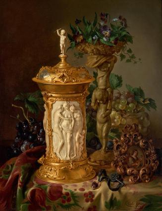 Carl Borromäus Fruwirth, Stillleben, 1850, Öl auf Holz, 50 x 39 cm, Belvedere, Wien, Inv.-Nr. 2 ...