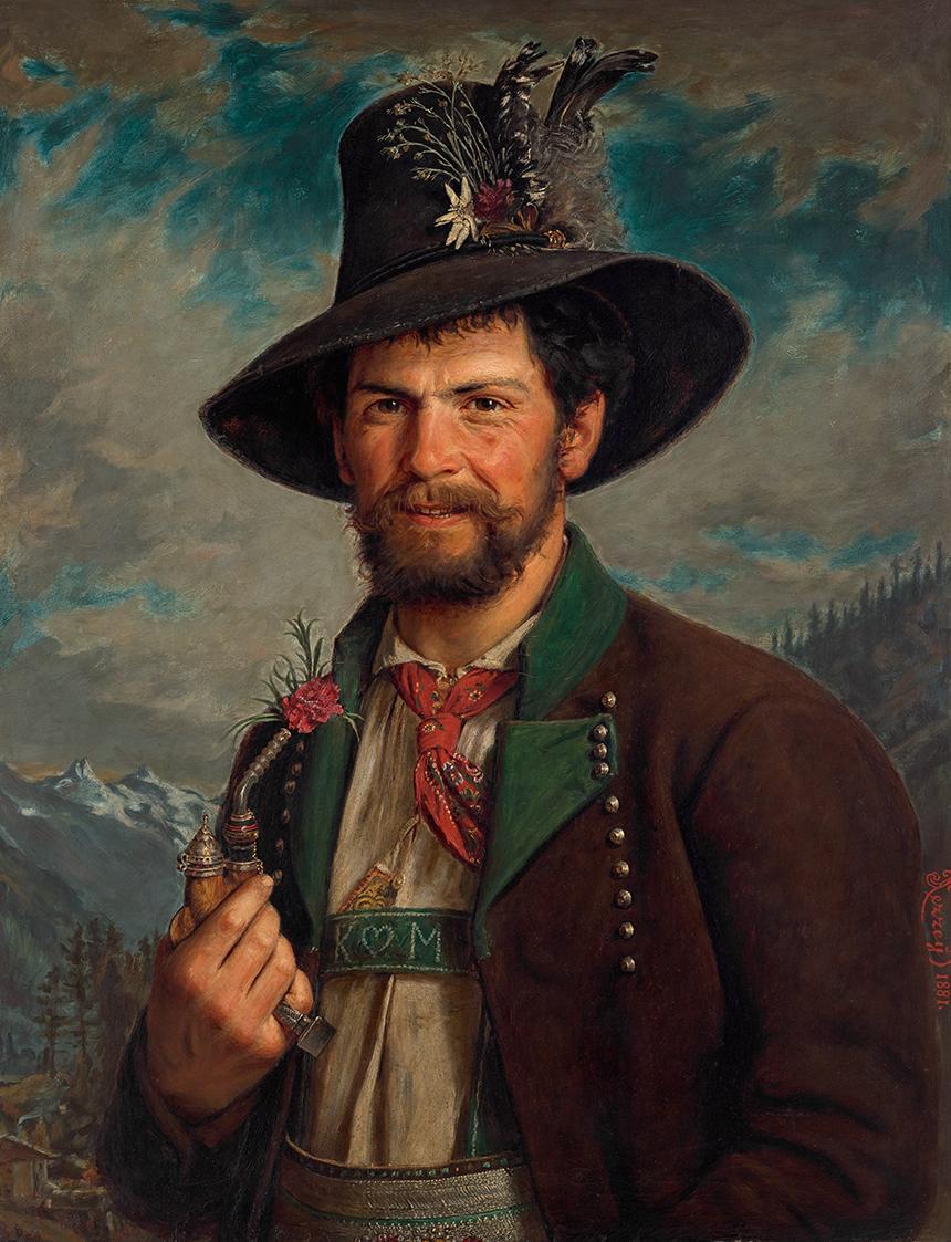 August Pezzey, Tiroler Bauer in Stubaier Tracht, 1881, Öl auf Leinwand, 82,8 x 65 cm, Belvedere ...