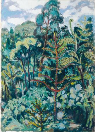 Axl Leskoschek, Tropische Landschaft, Öl auf Leinwand, 65 x 46,5 cm, Belvedere, Wien, Inv.-Nr.  ...