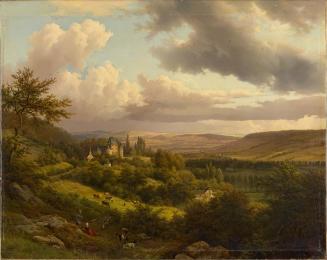 Barend Cornelis Koekkoek, Luxemburgische Landschaft mit Blick auf Schloss Berg, 1846, Öl auf Le ...