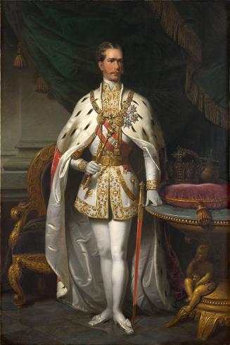 Franz Russ, Kaiser Franz Joseph I., 1869, Öl auf Leinwand, 221,5 × 148,5 cm, Belvedere, Wien, I ...