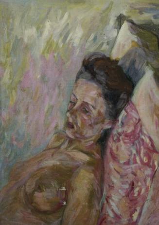 Walther Gamerith, Weiblicher Akt auf Kissen, vor 1949, Öl auf Karton, 74,5 × 52,5 cm, Belvedere ...