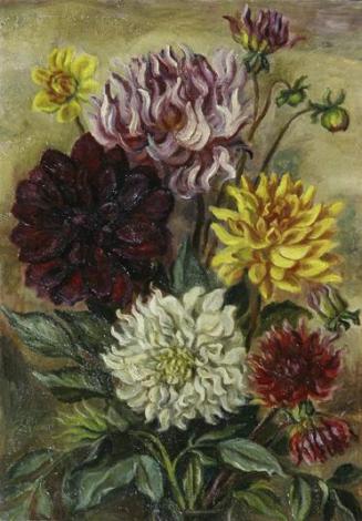 Irma Lang-Scheer, Dahlien, um 1940, Öl auf Leinwand, 68,2 × 48,3 cm, Belvedere, Wien, Inv.-Nr.  ...
