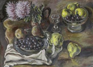 Irma Lang-Scheer, Stillleben mit Weintrauben, Öl auf Pappe, 51 x 71 cm, Belvedere, Wien, Inv.-N ...