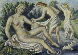 Irma Lang-Scheer, Sonnenbad im Moor, 1946, Öl auf Leinwand, 76,5 x 107,5 cm, Belvedere, Wien, I ...