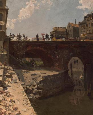 Stanislas Victor Edouard Lépine, Brücke in einer französischen Stadt, um 1870, Öl auf Leinwand, ...