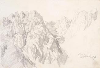Theodor Alphons, Dölsach, Gebirgsblick, 1887, Bleistift auf Papier, 12,5 × 18,2 cm, Belvedere,  ...
