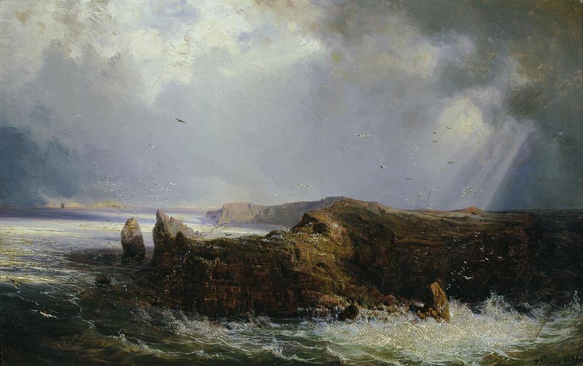 Joseph Selleny, Die Insel St. Paul im Indischen Ozean, 1868, Öl auf Holz, 23,5 x 37 cm, Belvede ...