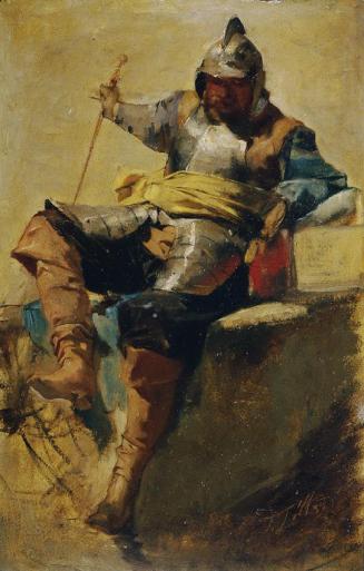 Johann Till d. J., Mann in Rüstung des 17. Jahrhunderts, 1889, Öl auf Karton, 52 x 32 cm, Belve ...
