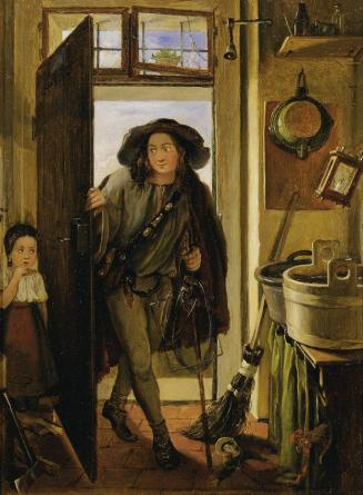 Adam Brenner, Der Drahtbinder in der Küche, um 1831, Öl auf Holz, 24 x 19 cm, Belvedere, Wien,  ...
