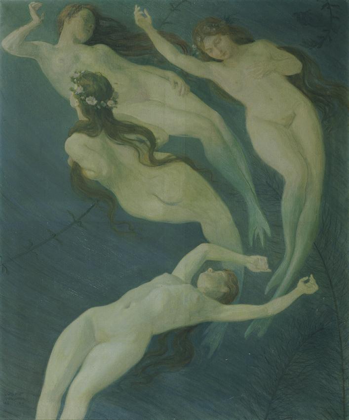 Josef Wawra, Wassernixen, 1920, Öl auf Leinwand, 112 x 94 cm, Belvedere, Wien, Inv.-Nr. 9255