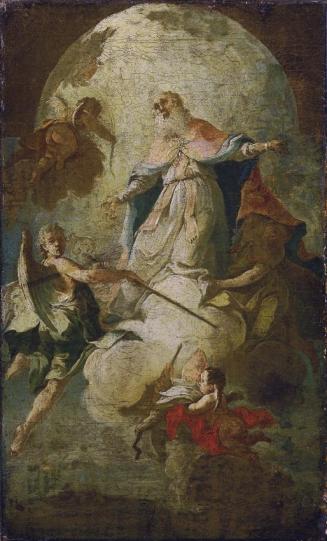 Unbekannter Künstler, Himmelfahrt des heiligen Erasmus, um 1750/1800, Öl auf Leinwand, 38,5 x 2 ...