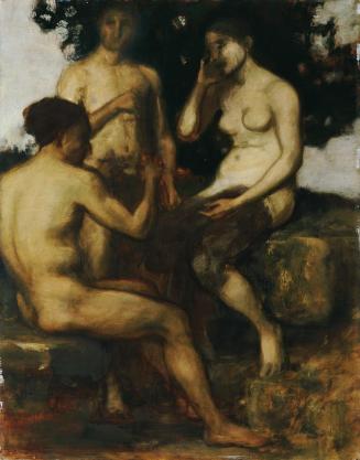 Victor zur Helle, Figurale Komposition (Drei Akte), Öl auf Holz, 76 x 59,2 cm, Belvedere, Wien, ...
