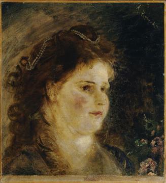 Anton Romako, Mädchen mit Perlenkette im Haar, um 1873/1876, Öl auf Leinwand, 45 x 41,5 cm, Bel ...