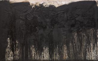 Hermann Nitsch, Schüttbild aus der 40. Malaktion, 1997, Öl mit Blut auf Jute, 200 × 300 cm, Sch ...