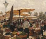 Carl Moll, Der Naschmarkt in Wien, 1894, Öl auf Leinwand, 86 x 119 cm, Belvedere, Wien, Inv.-Nr ...