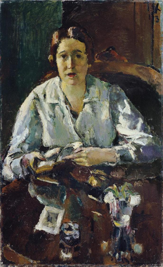 Anton Faistauer, Dame in weißer Bluse (Erste Gattin des Künstlers), 1913, Öl auf Leinwand, Belv ...