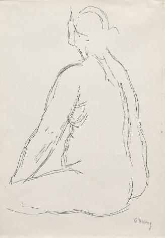 Gustav Hessing, Weiblicher Rückenakt, undatiert, Tusche, 38 × 27 cm, Belvedere, Wien, Inv.-Nr.  ...
