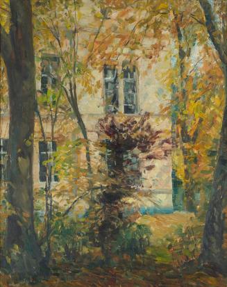 Ulrich Hübner, Haus mit Garten, 1901, Öl auf Leinwand, 74 × 60 cm, Belvedere, Wien, Inv.-Nr. 10 ...