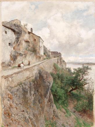 Eduard Peithner von Lichtenfels, Dürnstein - Am Weg zum Schloss, 1889, Öl auf Papier auf Leinwa ...