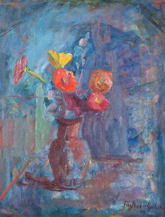 Marianne Fieglhuber-Gutscher, Zinnien in Vase, 1949, Öl auf Leinwand, 78,5 x 62,5 cm, Belvedere ...