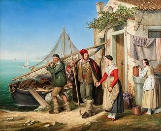 Ludwig von Beniczky, Eine venezianische Fischerfamilie, 1846, Öl auf Leinwand, 71 x 87 cm, Belv ...
