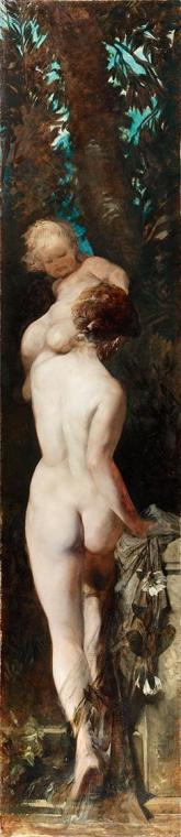 Hans Makart, Die fünf Sinne: Das Gefühl, 1872/1879, Öl auf Leinwand, 314 x 70 cm, Belvedere, Wi ...