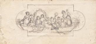 Franz von Matsch, Hochzeitsfeier auf einem Boot, um 1880, Bleistift auf Papier, 14 x 29,8 cm, B ...