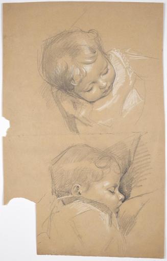 Franz von Matsch, Kinderkopfstudien, um 1882, Bleistift, Kohle und Weißstift, 40,5 x 25,5 cm, B ...