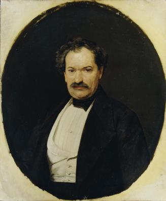 Ferdinand Georg Waldmüller, Herr in schwarzem Rock mit weißer Weste, 1841, Öl auf Holz, 31 x 26 ...