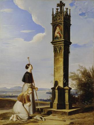 Erasmus von Engert, Zwei Pilgerinnen vor einem Bildstock ("Ave Maria"), 1829, Öl auf Leinwand,  ...