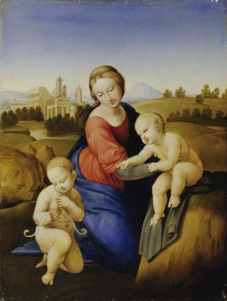 Johann Evangelist Scheffer von Leonhardshoff, Madonna mit Kind und Johannesknaben, Öl auf Holz, ...