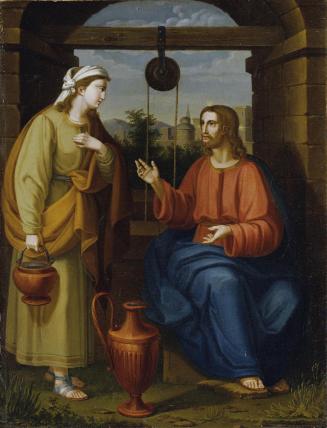 Unbekannter Künstler, Jesus und die Samariterin am Brunnen, um1820/1830, Öl auf Leinwand, 53,5  ...
