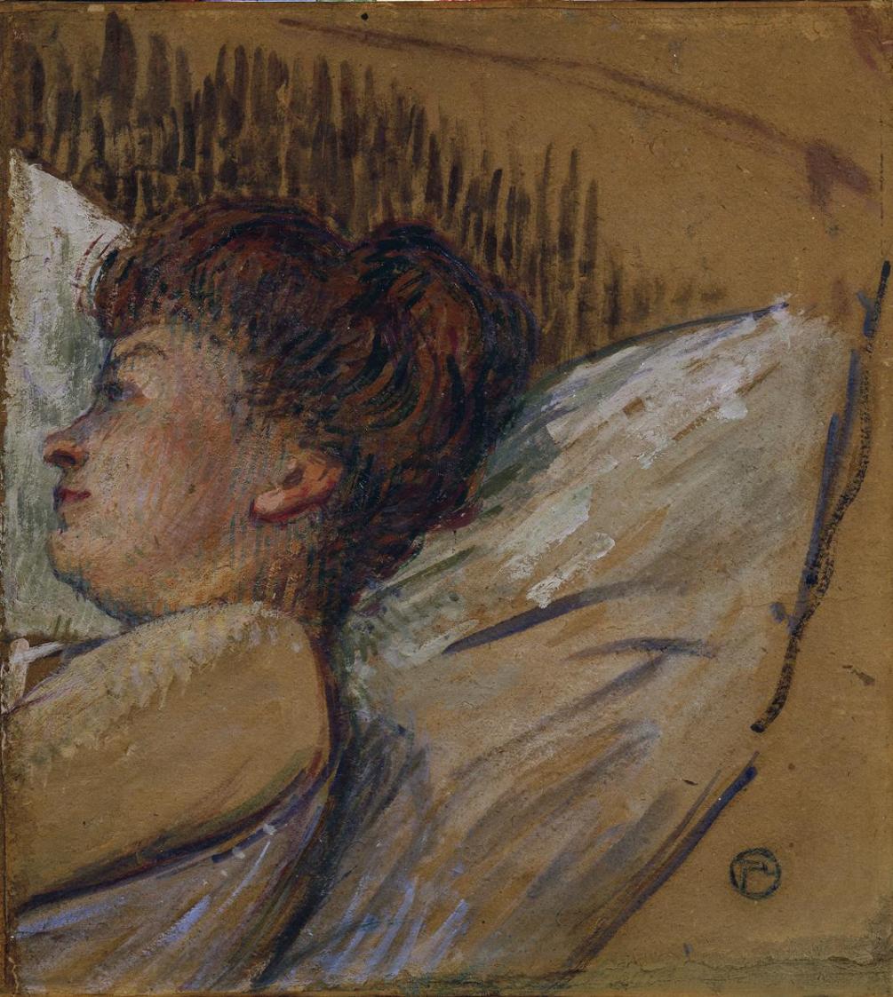 Henri de Toulouse-Lautrec, Frau im Bett, um 1893/1895, Öl auf Karton, 38,5 x 35,5 cm, Belvedere ...