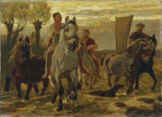 Teutwart Schmitson, Pferdeschwemme, Öl auf Leinwand, 40 x 55,5 cm, Belvedere, Wien, Inv.-Nr. 11 ...