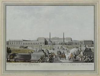 Carl Schütz, Der Eingang in das Schloß Schönbrunn, 1780, Radierung, altkoloriert, 34,5 x 45 cm, ...