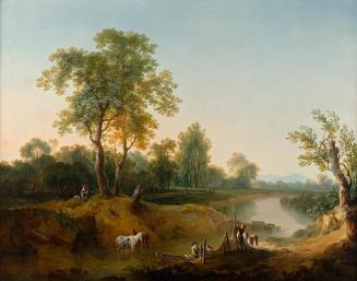 Martin von Molitor, Reiter und Fischer in einer Flusslandschaft, 1787, Öl auf Leinwand, 72,2 x  ...