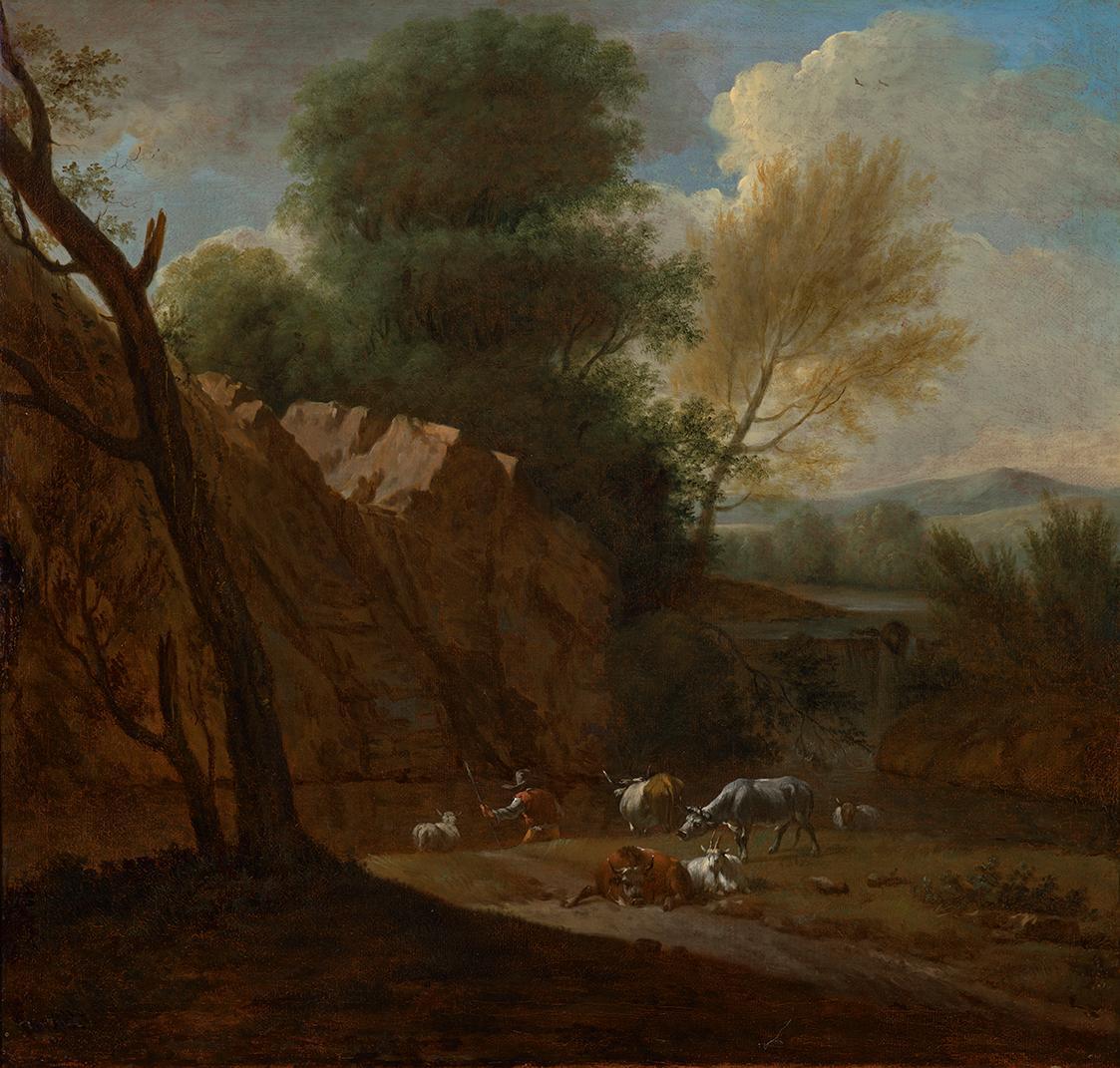Johann Franz Nepomuk Lauterer, Der Abend, undatiert, Öl auf Leinwand, 41,5 x 44 cm, Belvedere,  ...