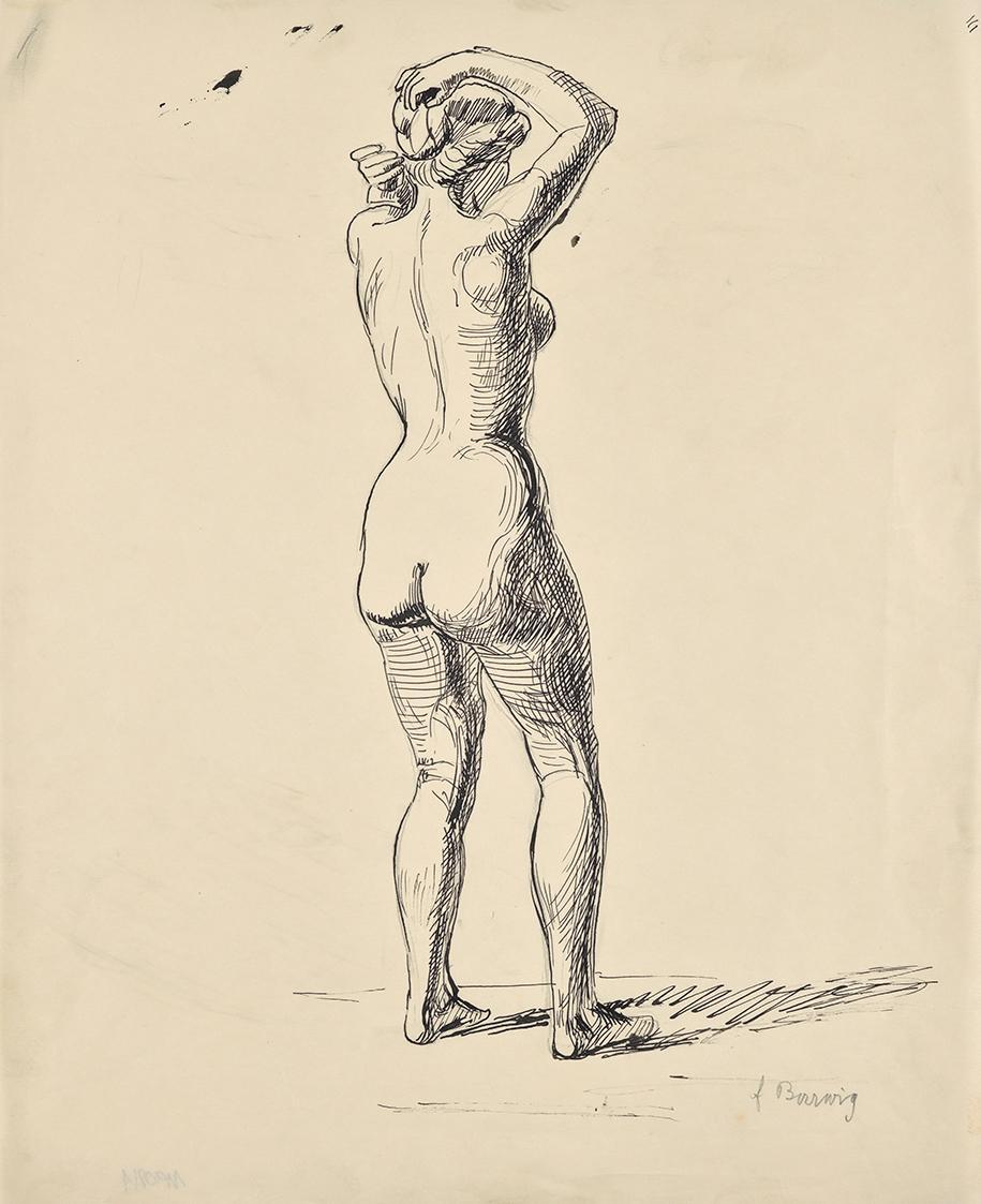 Franz Barwig, Skizze einer Badenden, um 1930, Tusche auf Papier, 41,9 × 34,1 cm, Belvedere, Wie ...