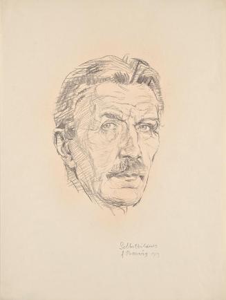 Franz Barwig, Selbstbildnis, 1929, Schwarze Kreide auf Papier, 47,8 × 36 cm, Belvedere, Wien, I ...