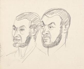 Walter Barwig, Zwei Porträtstudien, undatiert, Schwarze Kreide auf Papier, 16,2 × 19,6 cm, Belv ...