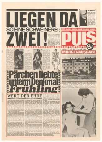 Erwin Puls, PULS – DER KLARE BLICK, DAS WAHRE WORT!, 23.4.1982, Offfset-Druck auf Papier, 48,9  ...