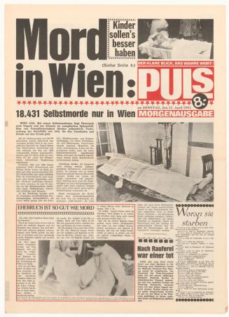 Erwin Puls, PULS – DER KLARE BLICK, DAS WAHRE WORT!, 25.4.1982, Offset-Druck auf Zeitungspapier ...