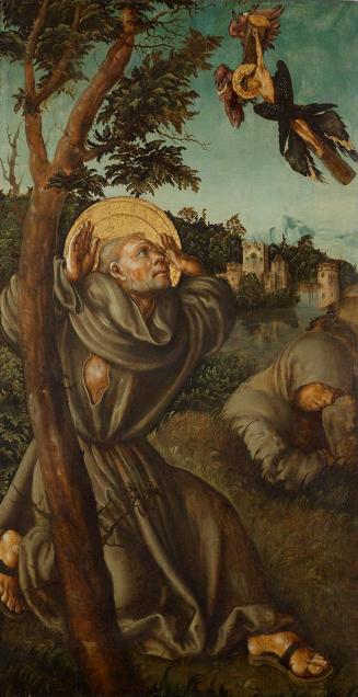 Lucas Cranach, Stigmatisation des hl. Franziskus, um 1502/1503, Malerei auf Fichtenholz, 86,5 × ...